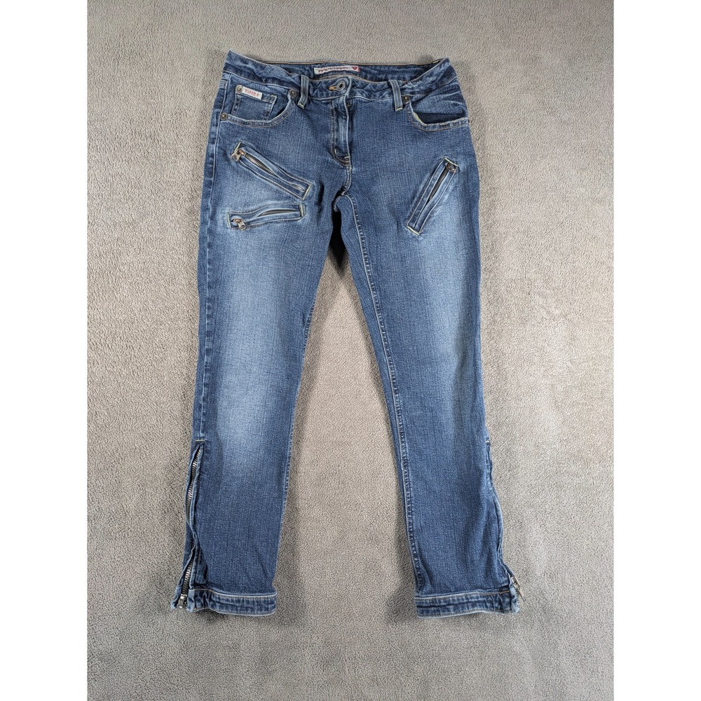 Vintage Guess Jeans Womens 28 Blue Y2K  Stretch Skinny Leg Low Rise Ankle Zip